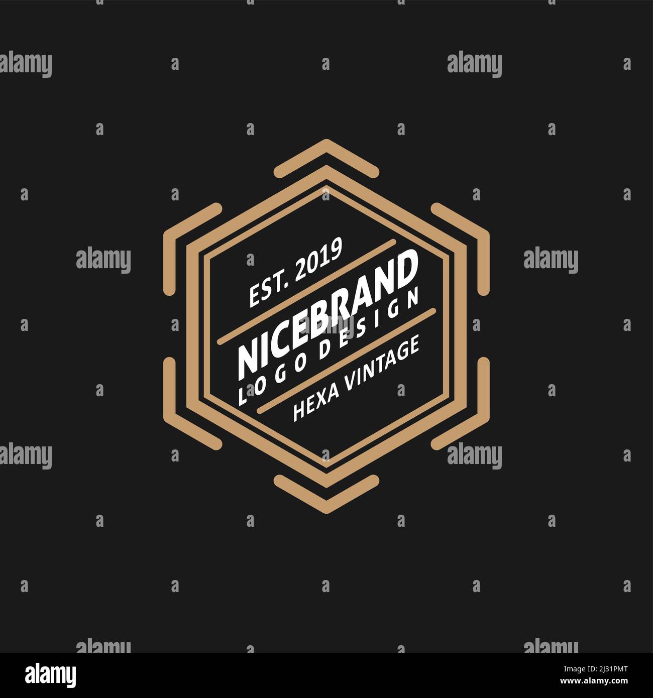 Sechseckiges Retro-Logo im Vintage-Look Stock Vektor