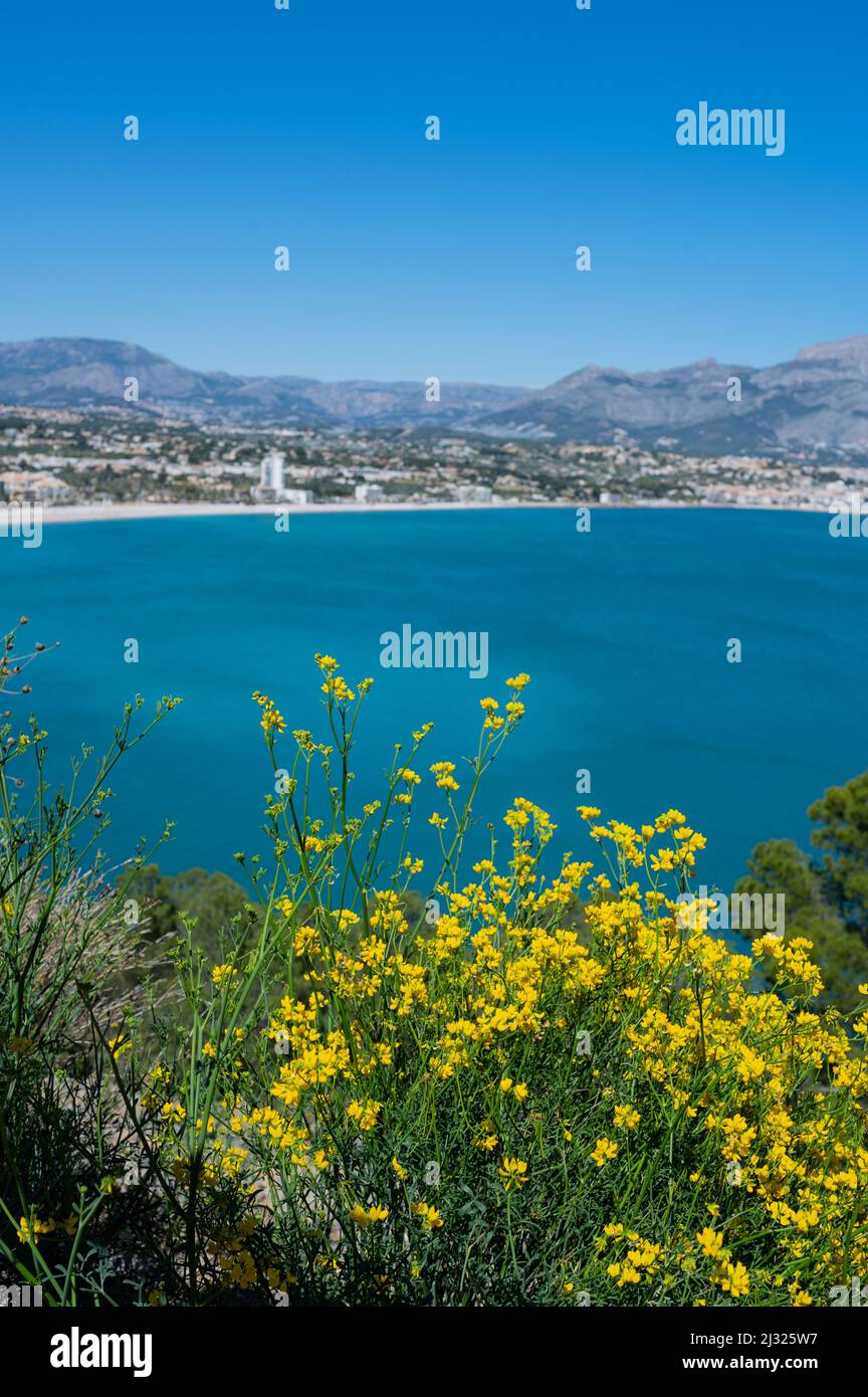 Die Albir Lighthouse Route, ein Spaziergang mit Blick auf den Naturpark Serra Gelada, Alicante Stockfoto