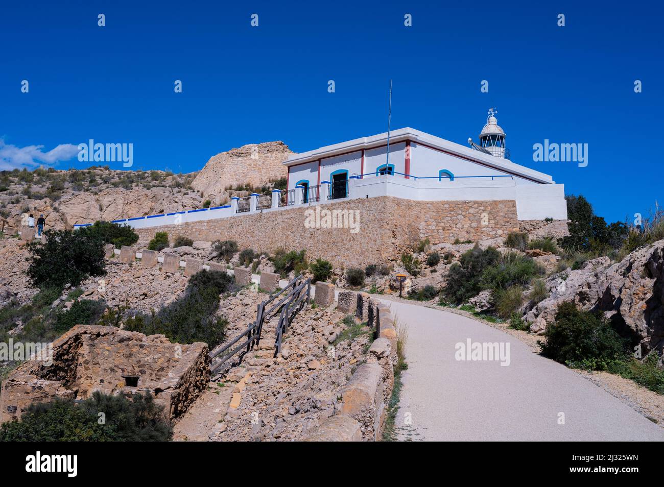 Die Albir Lighthouse Route, ein Spaziergang mit Blick auf den Naturpark Serra Gelada, Alicante Stockfoto