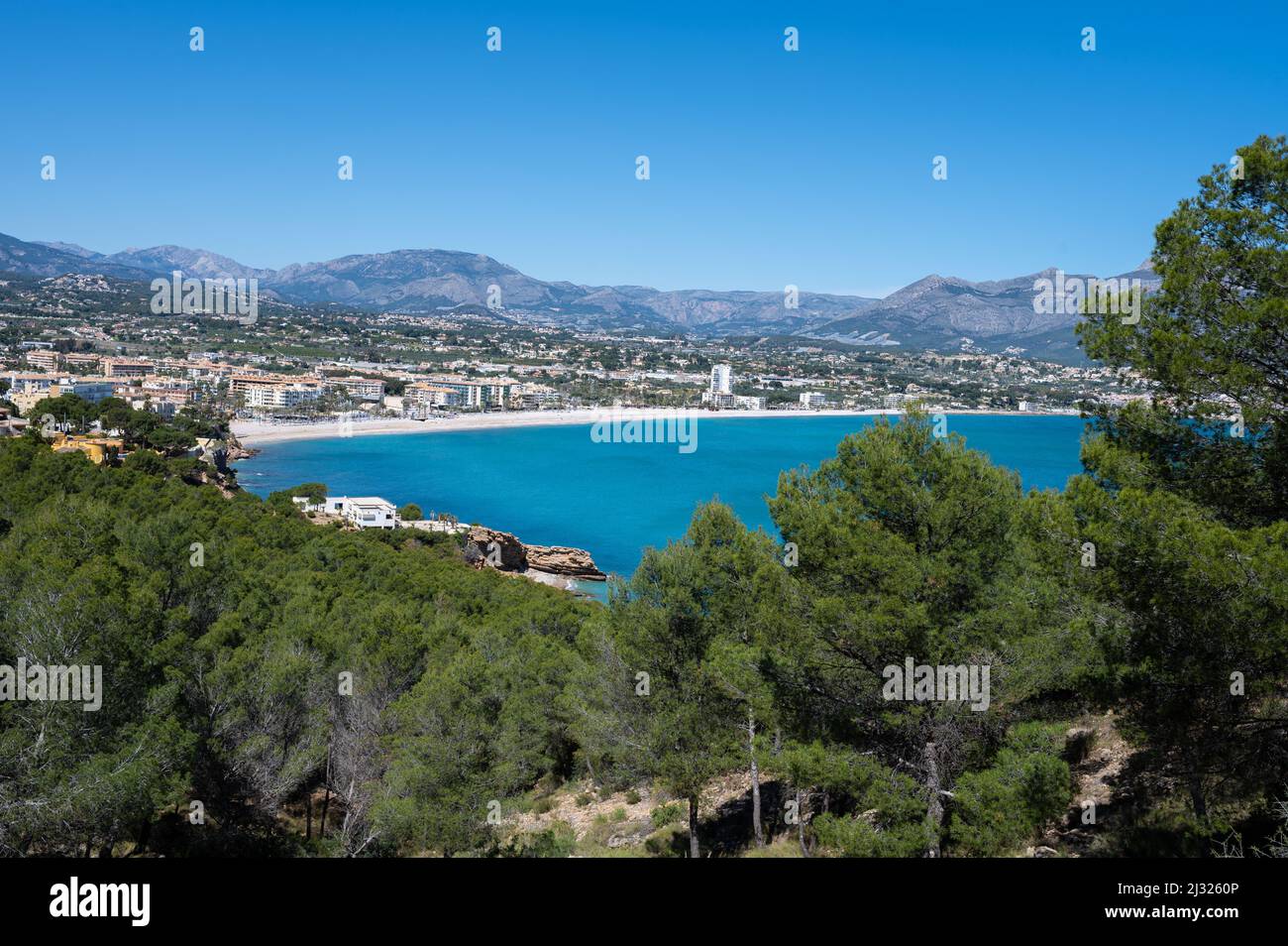 Die Albir Lighthouse Route, ein Spaziergang mit Blick auf den Naturpark Serra Gelada, Alicante Stockfoto