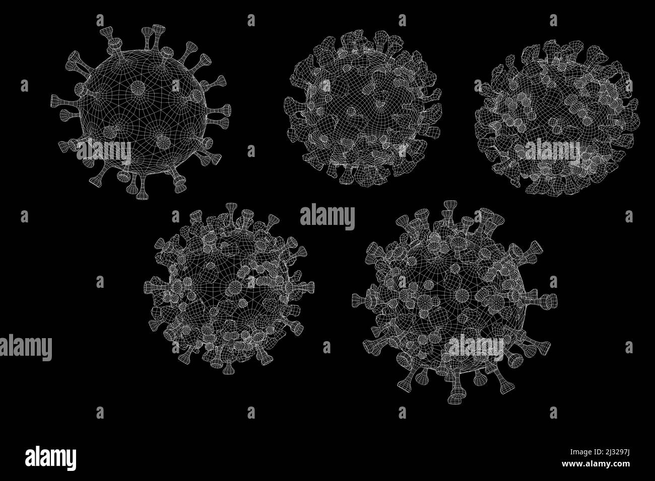 Symbolbild: CGI-Visualisierung: Coronavirus, Mutationen Delta Omicron/ Symbolisches Bild: Corona Virus, Mutationen: Delta, Omicron (nur fuer redaktionelle Stockfoto