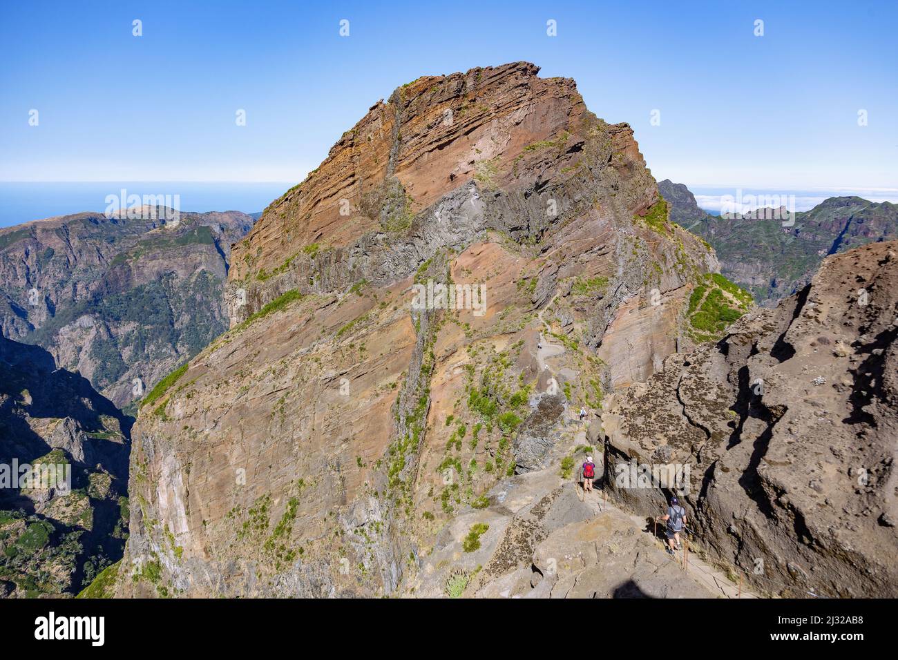 Pico do Arieiro, Pico Ruivo, Gipfel, Pfad PR1 Stockfoto