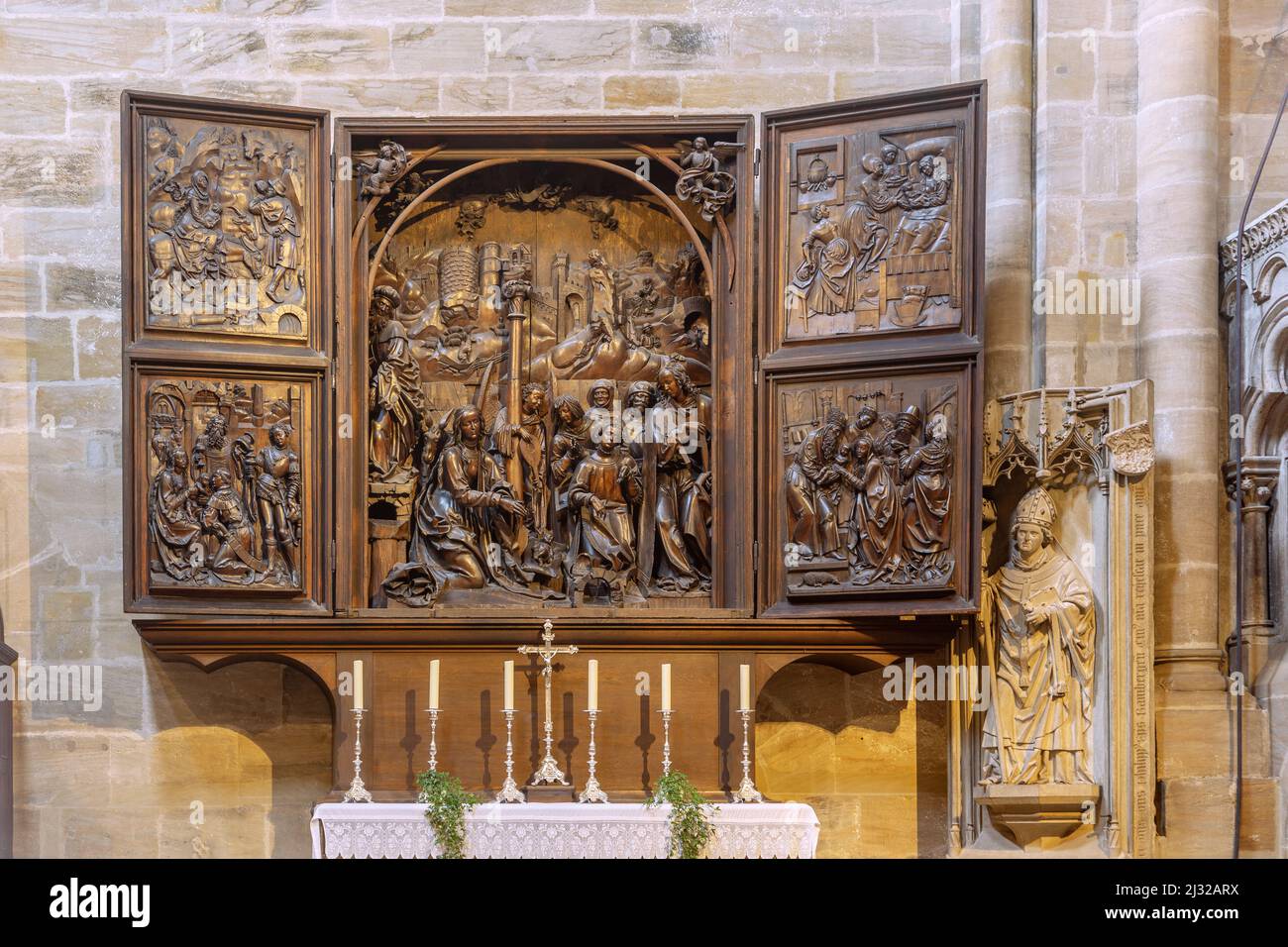 Bamberg; Bamberger Dom zu St. Peter und St. Georg; Veit Stoss Altar Stockfoto