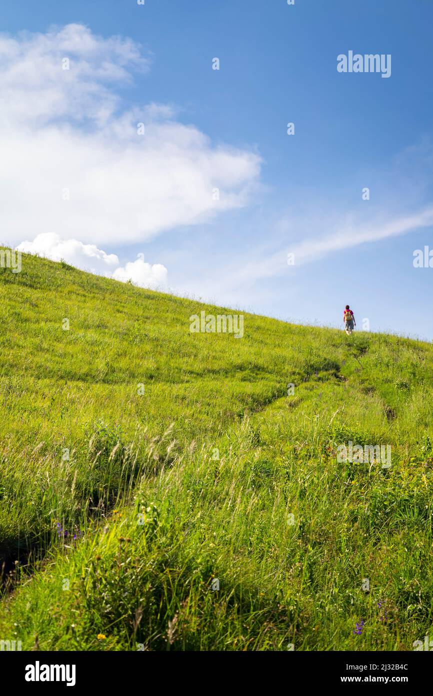 Blick auf den Weg, der zum Monte Chiusarella, varesine prealps, Parco Regionale del Campo dei Fiori, Varese, Lombardei, Italien führt. Stockfoto