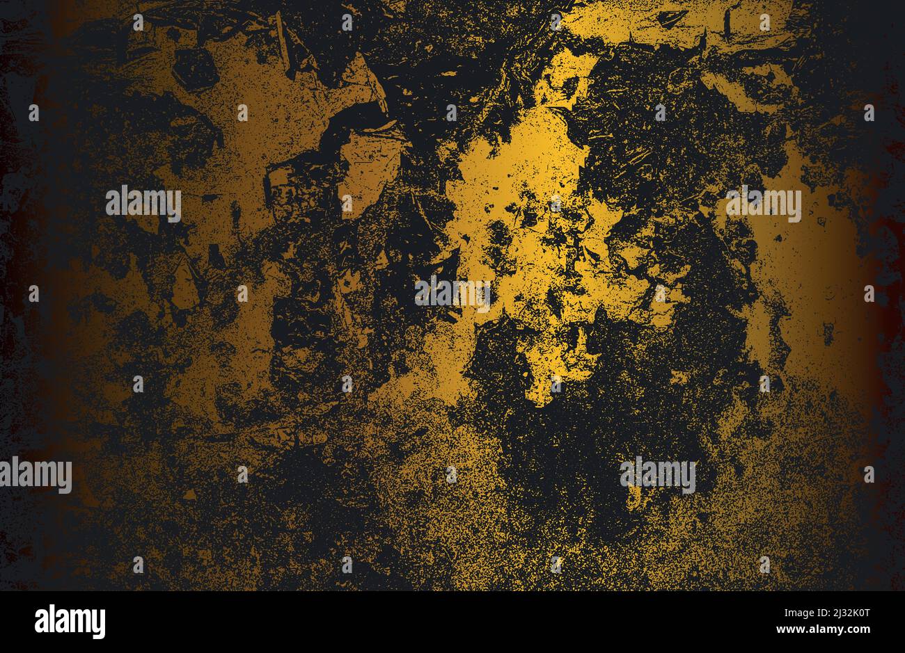 Luxus schwarz golden Metall Gradienten Hintergrund mit verzweifelten Metallplatte Textur. Vektorgrafik Stock Vektor