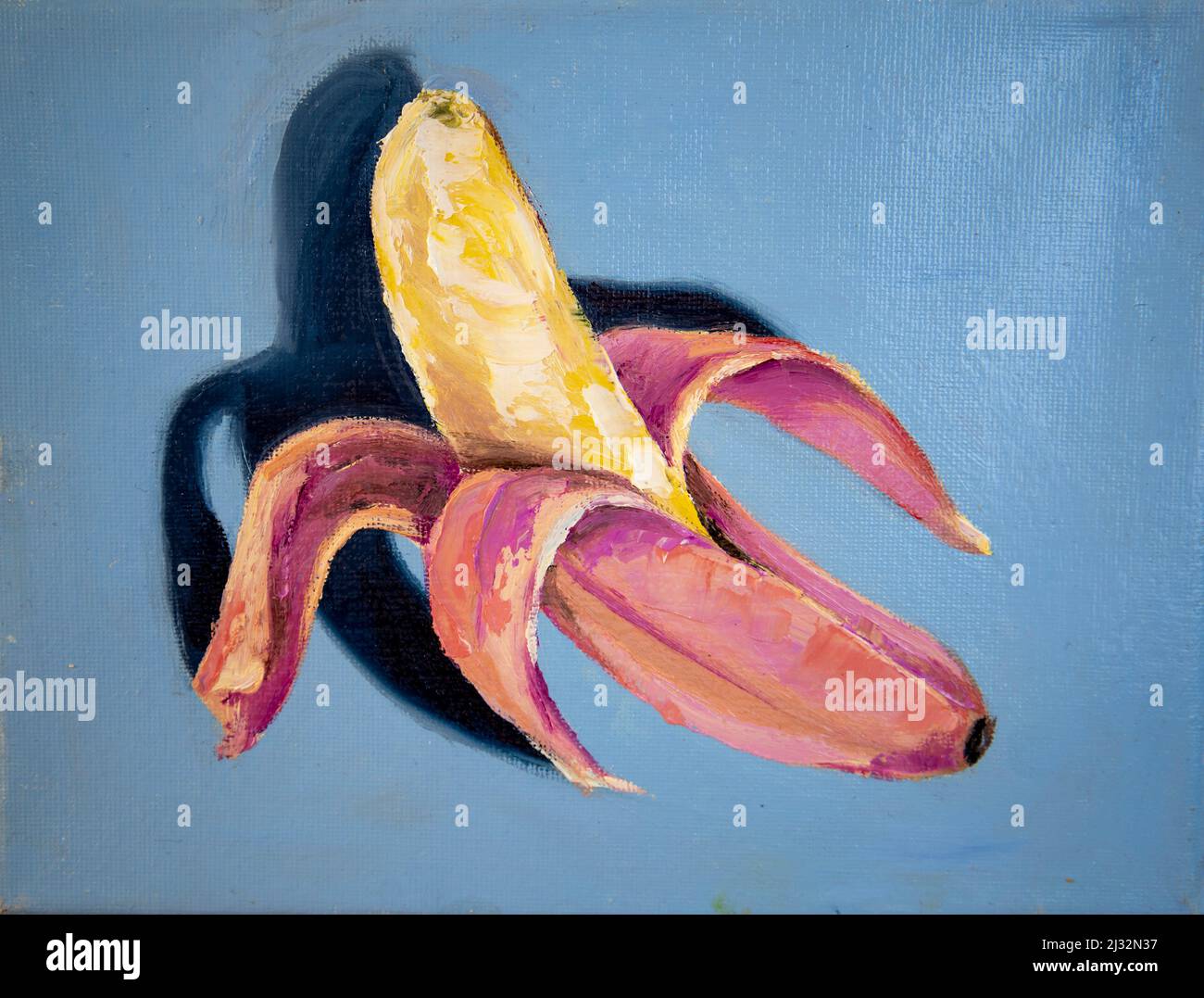 BANANE. Ölgemälde mit Pinselstrichen. Stockfoto