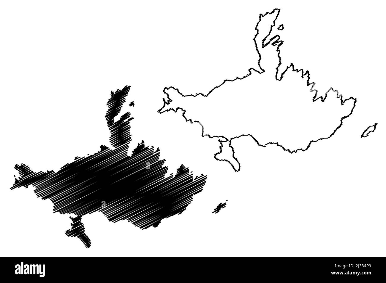 Poros Island (Hellenische Republik, Griechenland, Attika) Kartenvektordarstellung, Scribble-Skizze Poros-Karte Stock Vektor