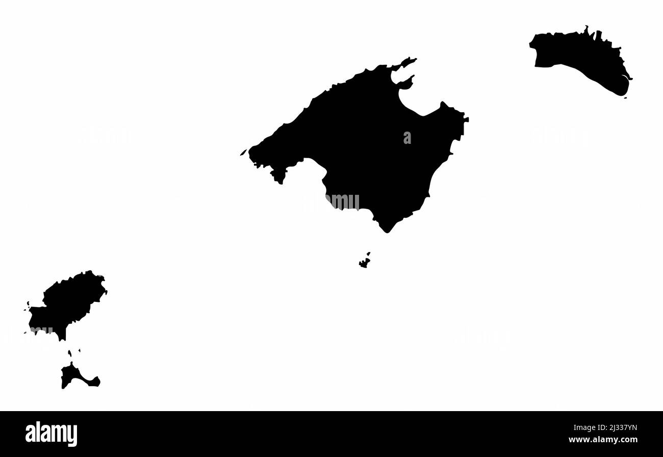 Balearen, Silhouette Karte isoliert auf weißem Hintergrund, Spanien Stock Vektor