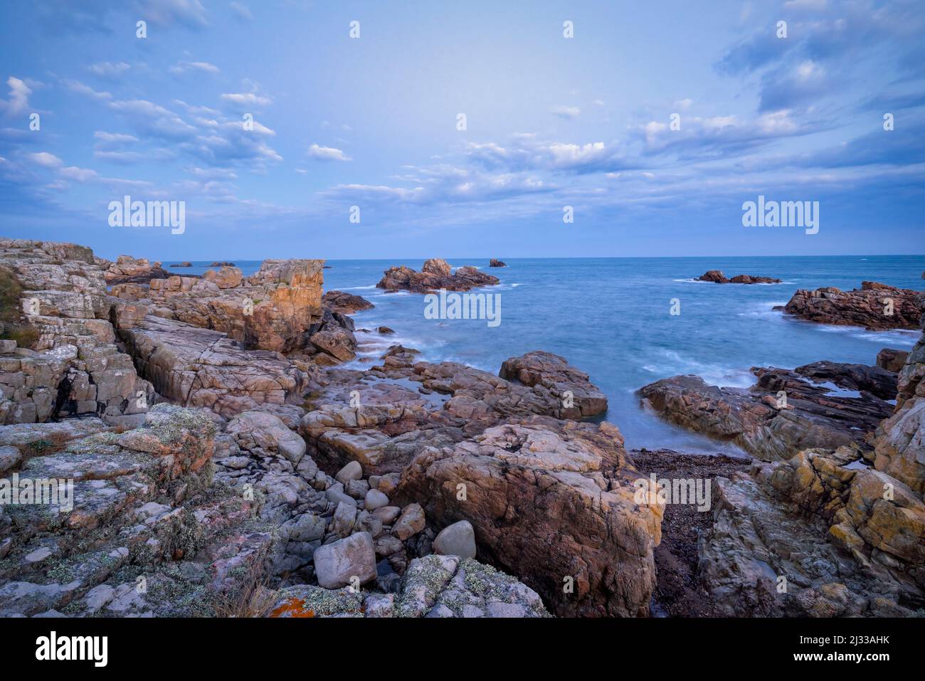 Morgenstimmung an der bretonischen Küste, der Bretagne, Frankreich, Europa Stockfoto