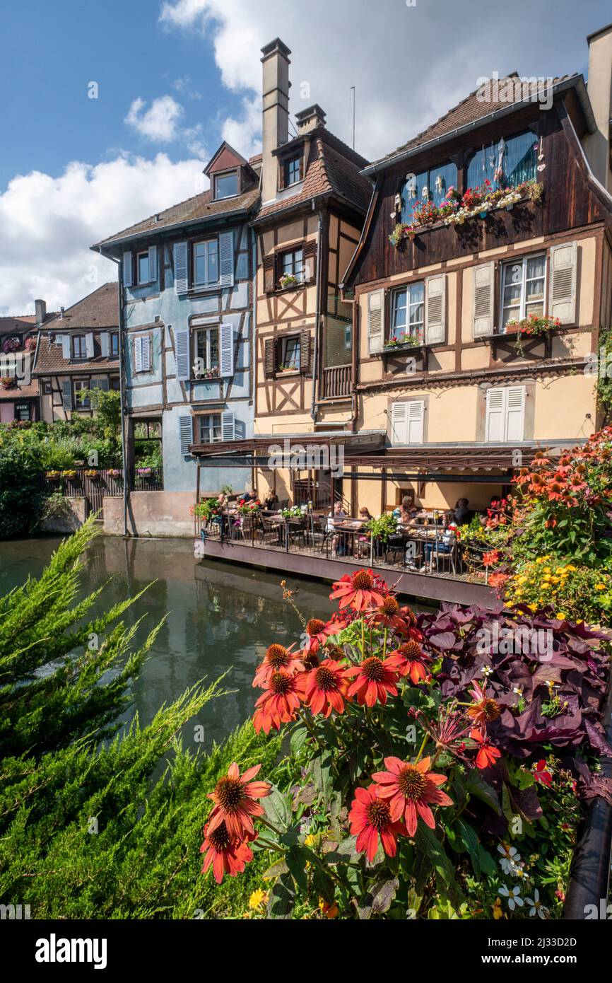 Fachwerkhäuser in Little Venice, Colmar, Elsass, Frankreich, Europa Stockfoto