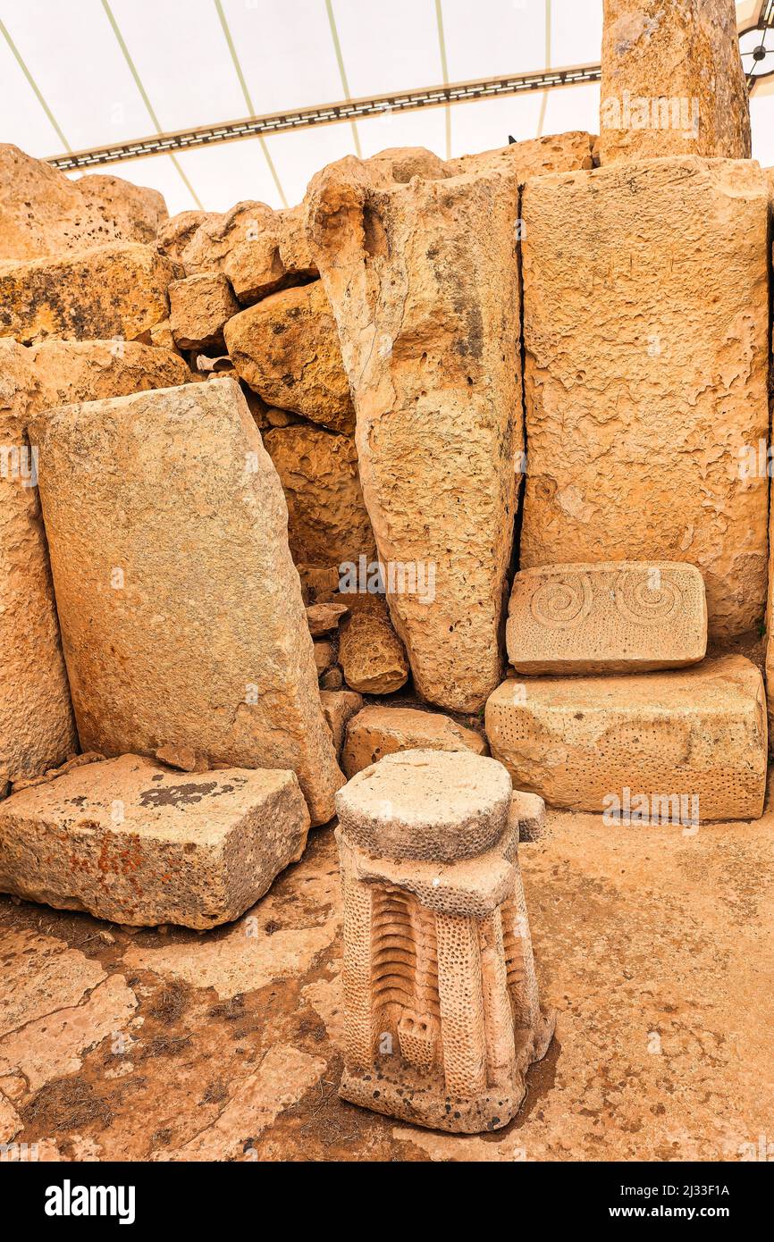 Magalithis Seite in Mnajdra und Hagar Quim auf Malta Stockfoto