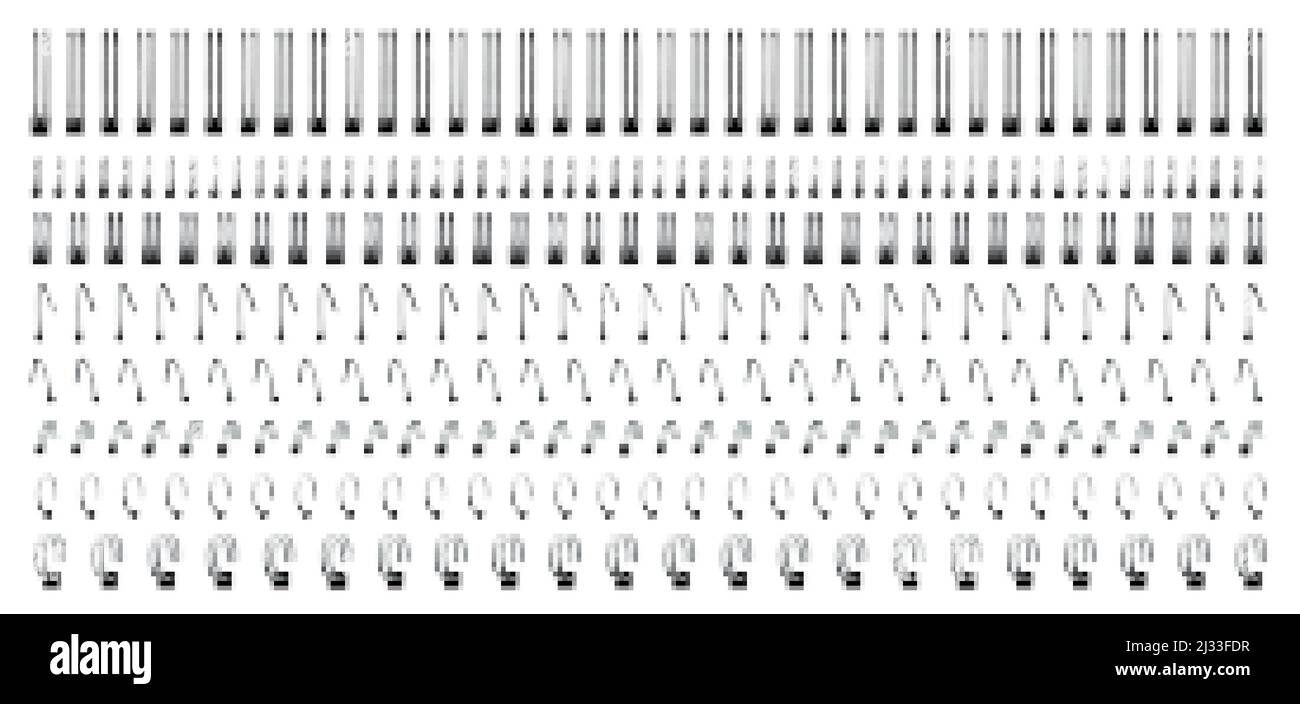 Notizbuch Spiralen, Drahtstahlringbindung und Federn für Kalender, Tagebuch, Notizblock, Dokumenteneinband oder Broschürenblätter, Metallstich isoliert auf weiß Stock Vektor