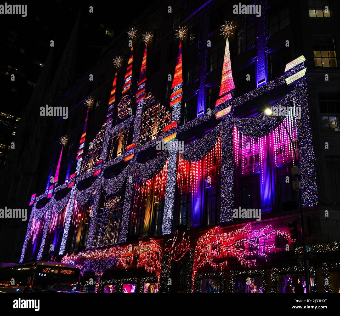 Saks 5. Avenue Weihnachtsbeleuchtung Stockfoto