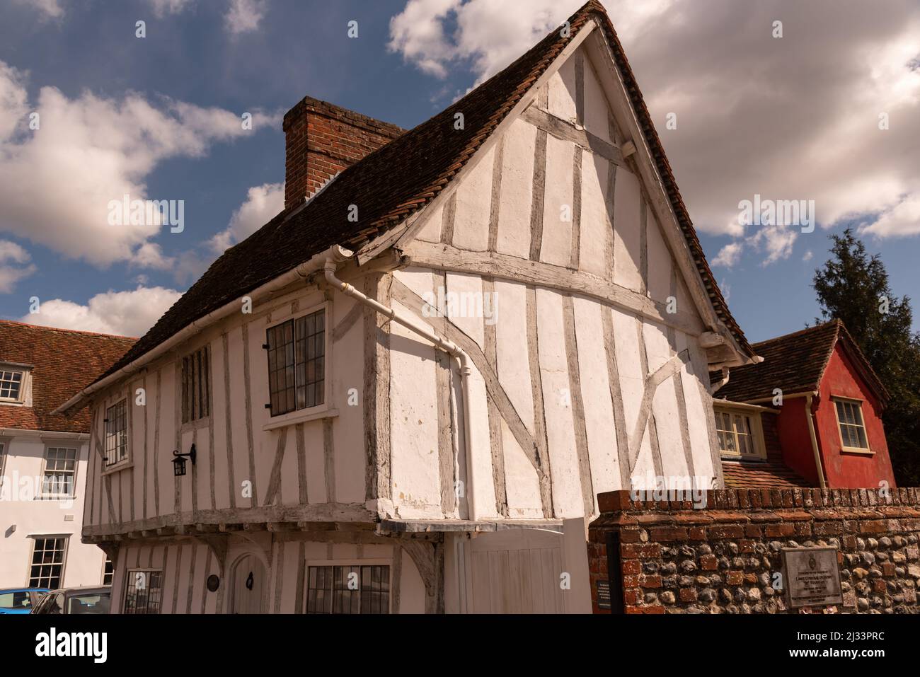 Alte Fachwerkhäuser in Lavenham, Großbritannien Stockfoto