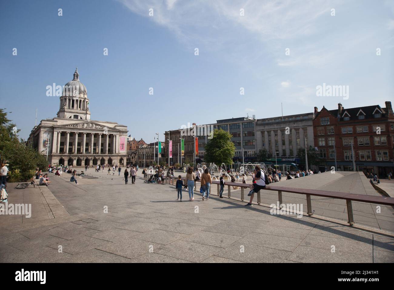 Blick auf den Old Market Square in Nottingham in Großbritannien Stockfoto