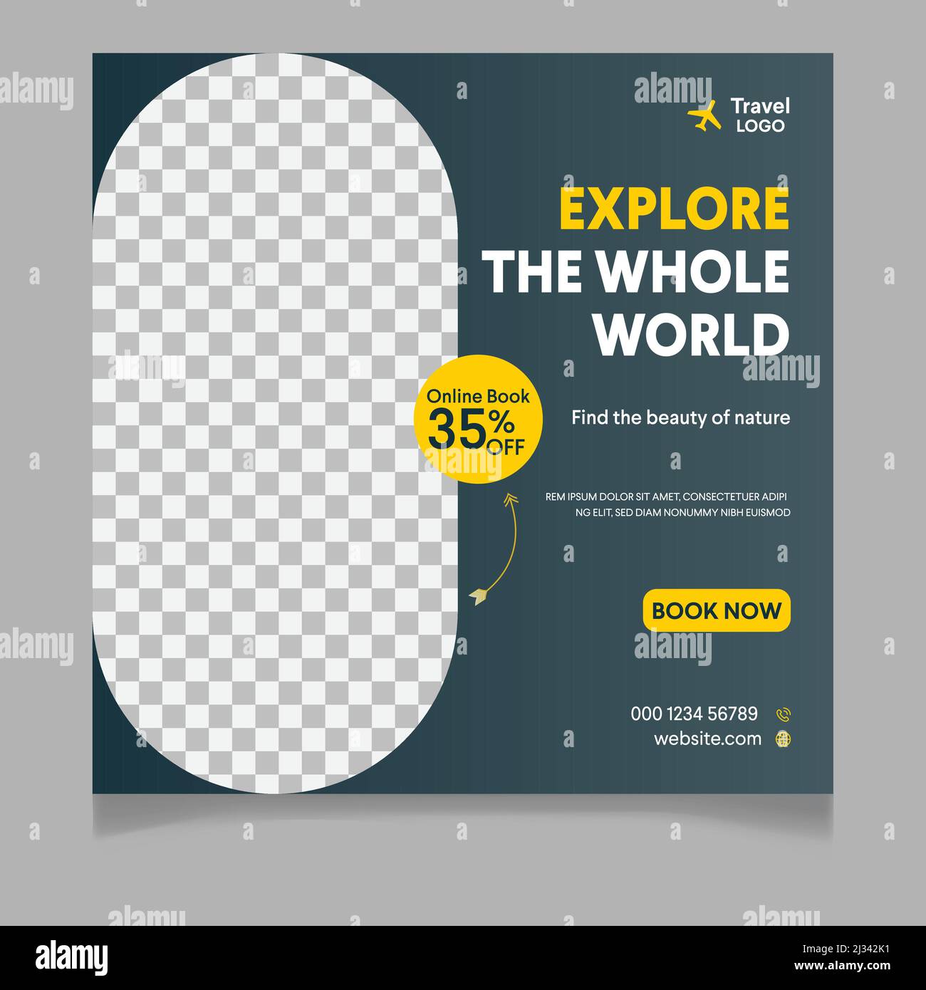 Reisen Social Media Post Banner Vorlage Design, Tour Reise Urlaub Tourismus Marketing Social Media Post Stock Vektor