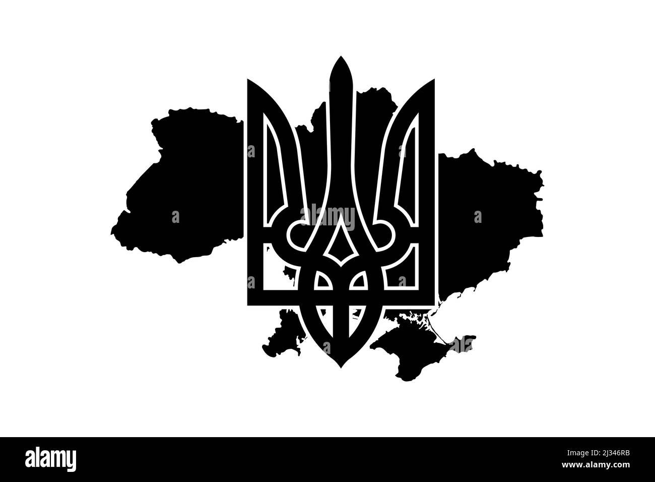 Karte der Ukraine in den Farben der Nationalflagge. Mit dem Vorhandensein von Flüssen und Stauseen im Land. Flacher, minimalistischer Style. Stock Vektor