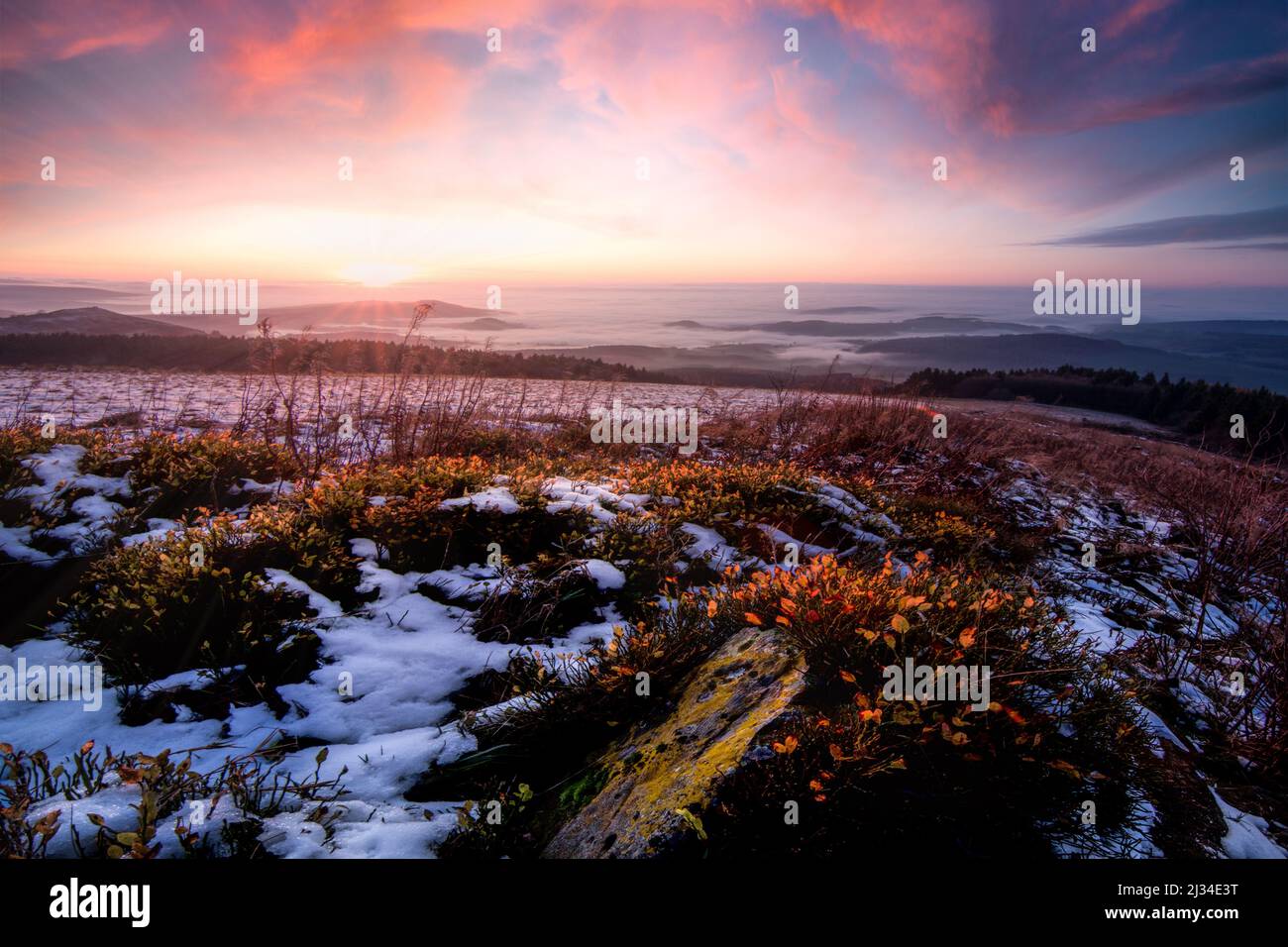Winter auf der Wasserkuppe in der Rhön, Deutschland Stockfoto