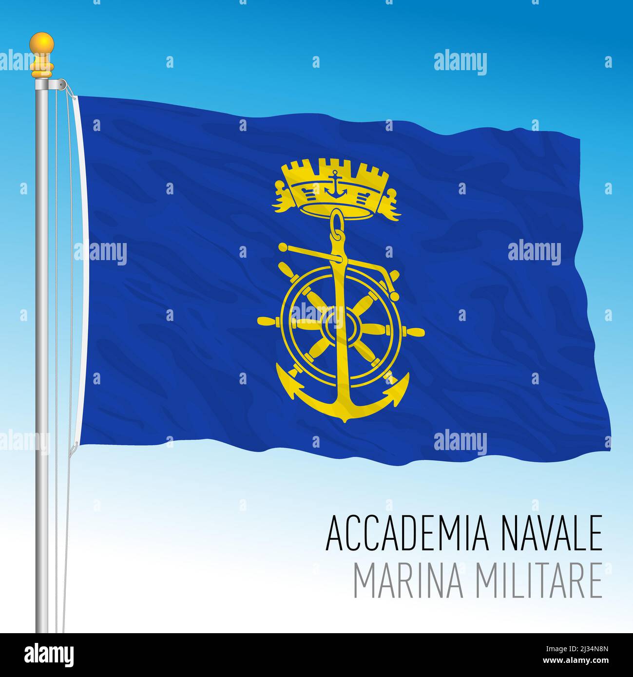Flagge der Militärakademie der Marine von Livorno, italienische Marine, Vektorgrafik Stock Vektor