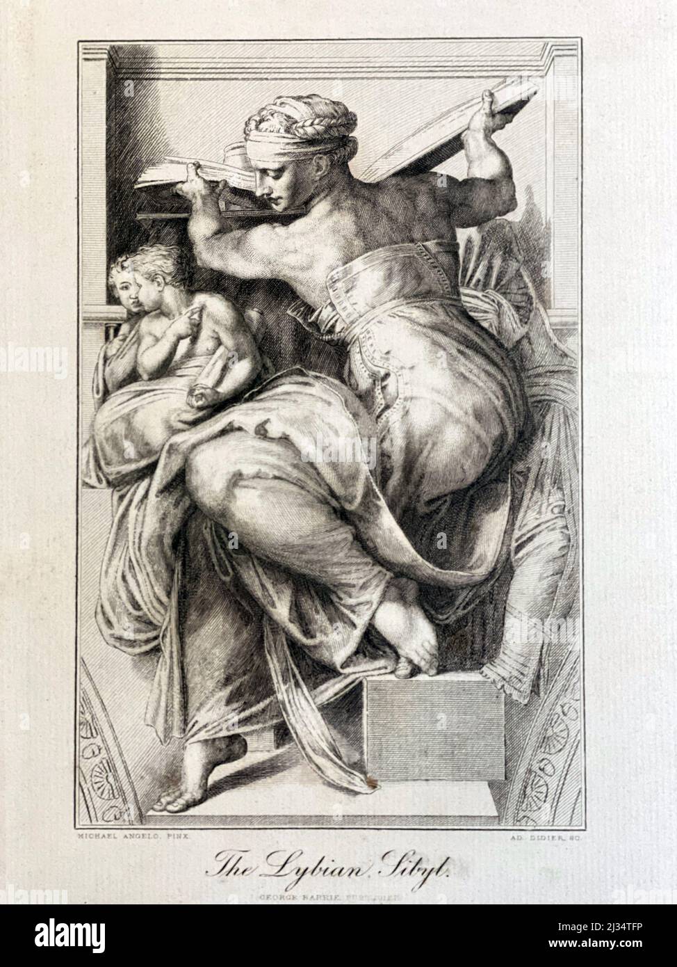 'The Lybian Sibyl' graviert von Didier nach einem Gemälde von Michaelangelo für die Sixtinische Kapelle.Gravur ist aus der Sammlung George Barrie: The International Gallery, published c. 1860. Stockfoto