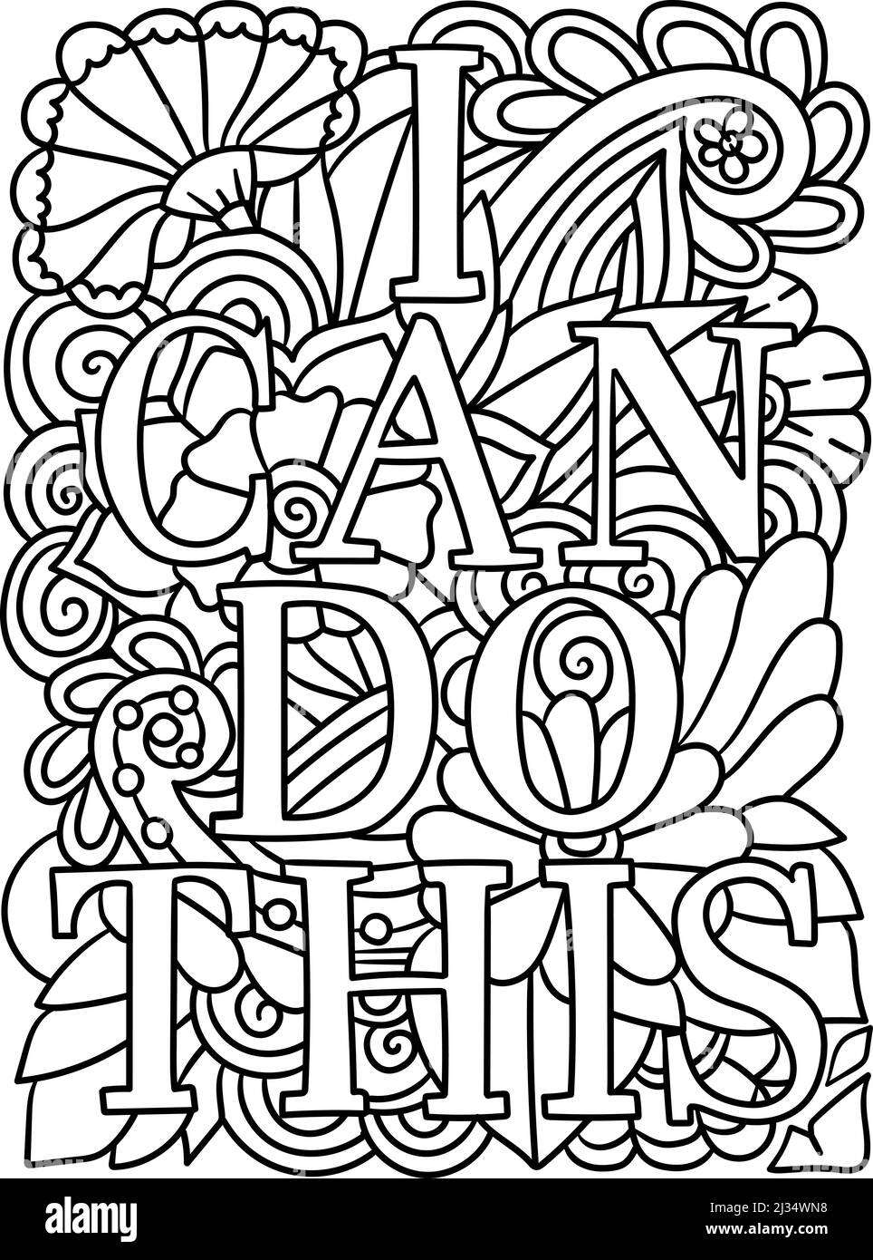 Ich kann diese Motivational Quote Coloring-Seite tun Stock Vektor