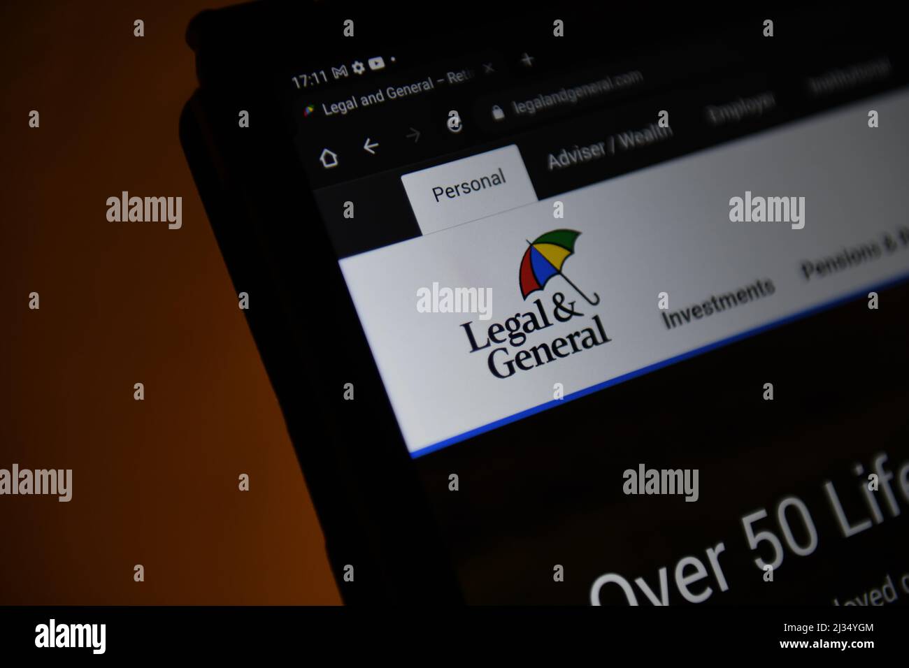 Rechtliche und allgemeine Website auf einem Tablet gesehen Stockfoto