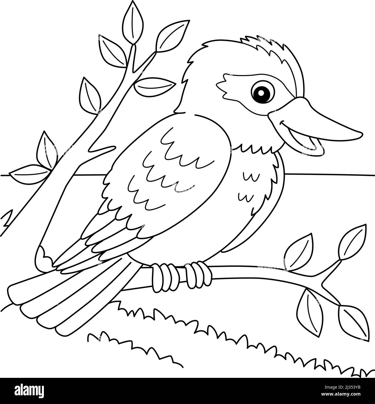 Kookaburra Tier Färbung Seite für Kinder Stock Vektor
