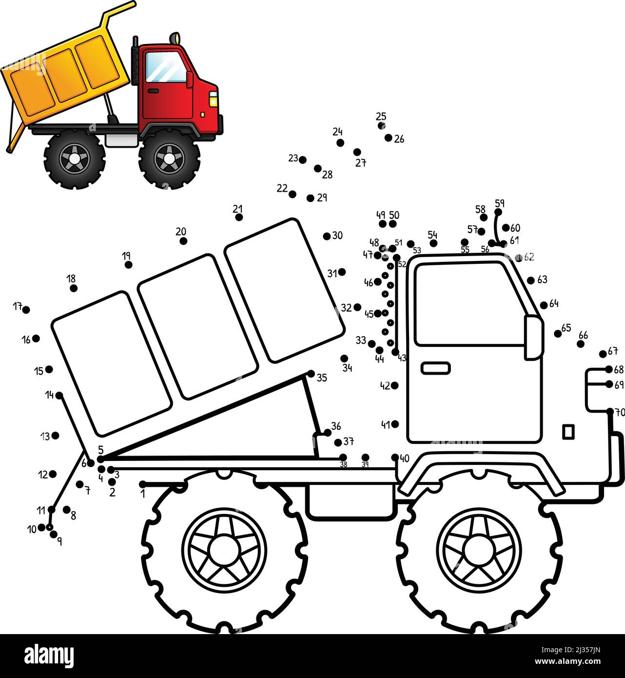 Isolierte Farbseite von Punkt zu Punkt für LKW-Dump Stock Vektor