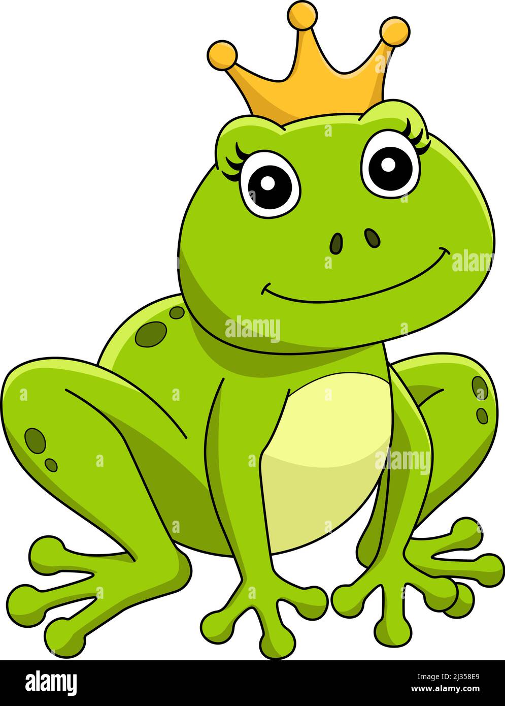 Frosch mit Einer Krone Cartoon farbigen Clipart Stock Vektor