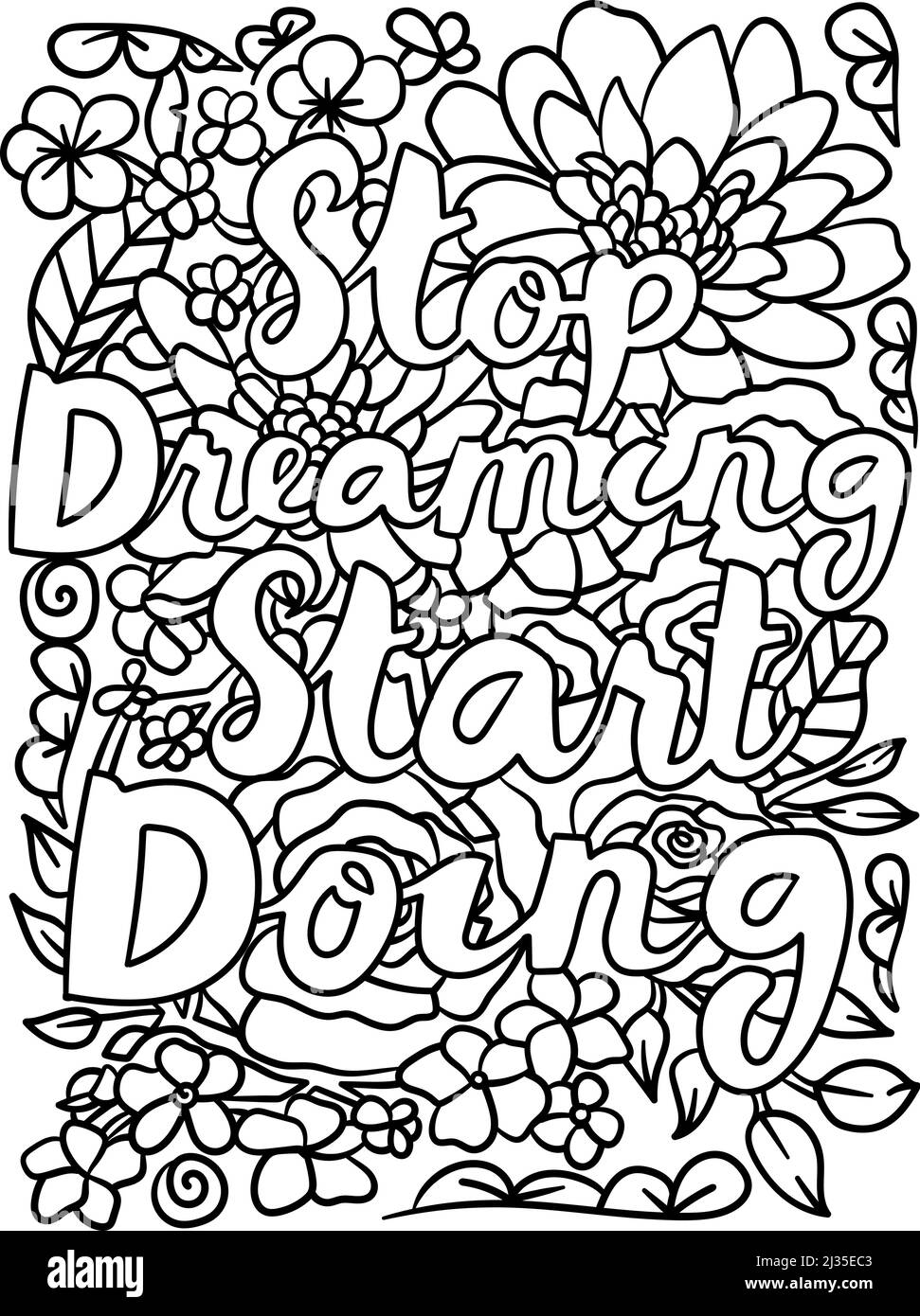 Stop Träumen Beginnen Sie Mit Motivationsfärbung Stock Vektor