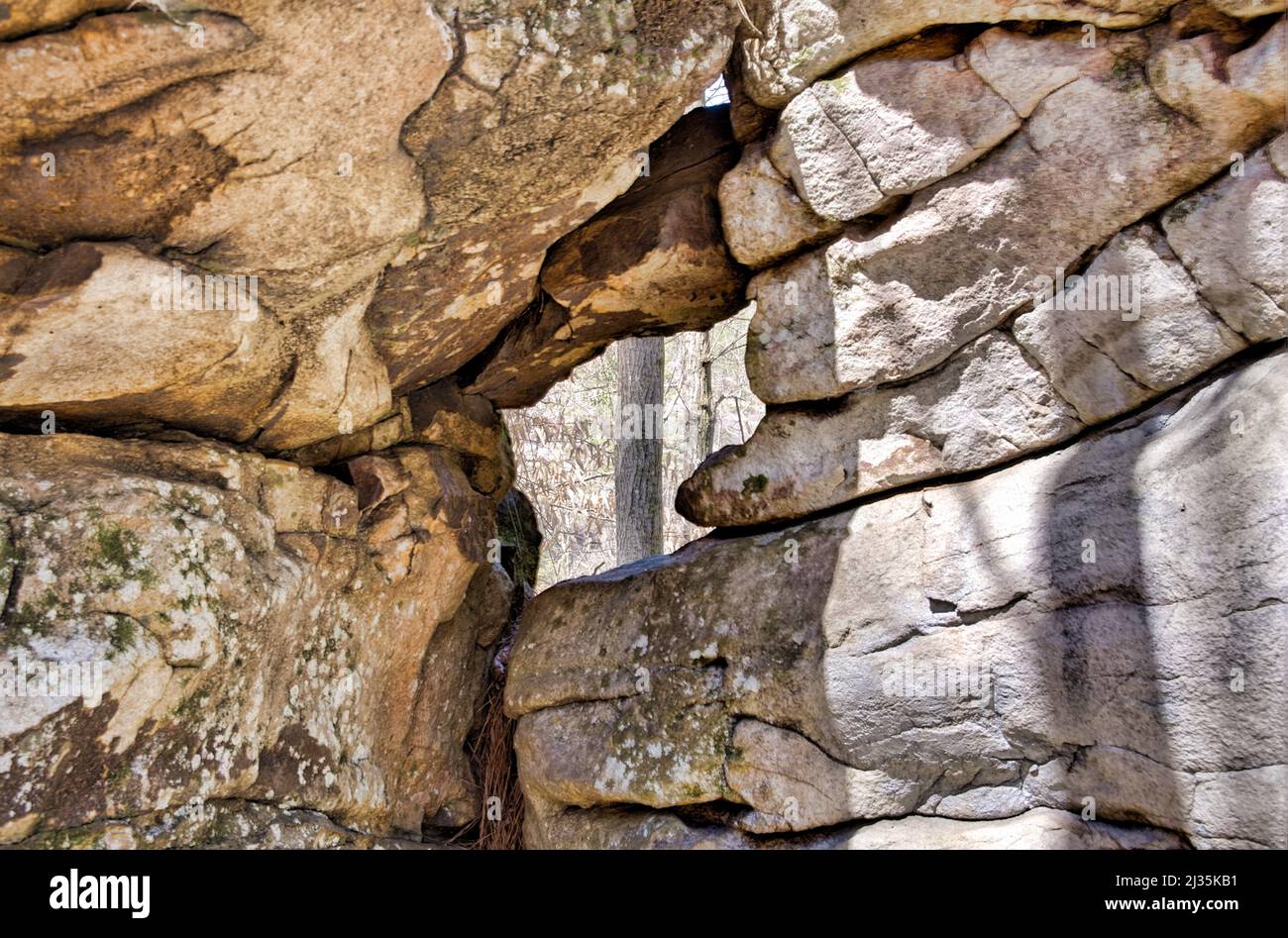 Felsbrocken im Moss Rock Preserve in Hoover, Alabama, USA Stockfoto