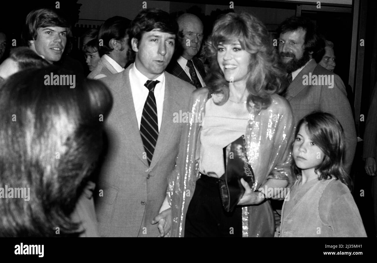 Jane Fonda mit Tom Hayden bei der Premiere für den Film The China Syndrome in Hollywood. Stockfoto