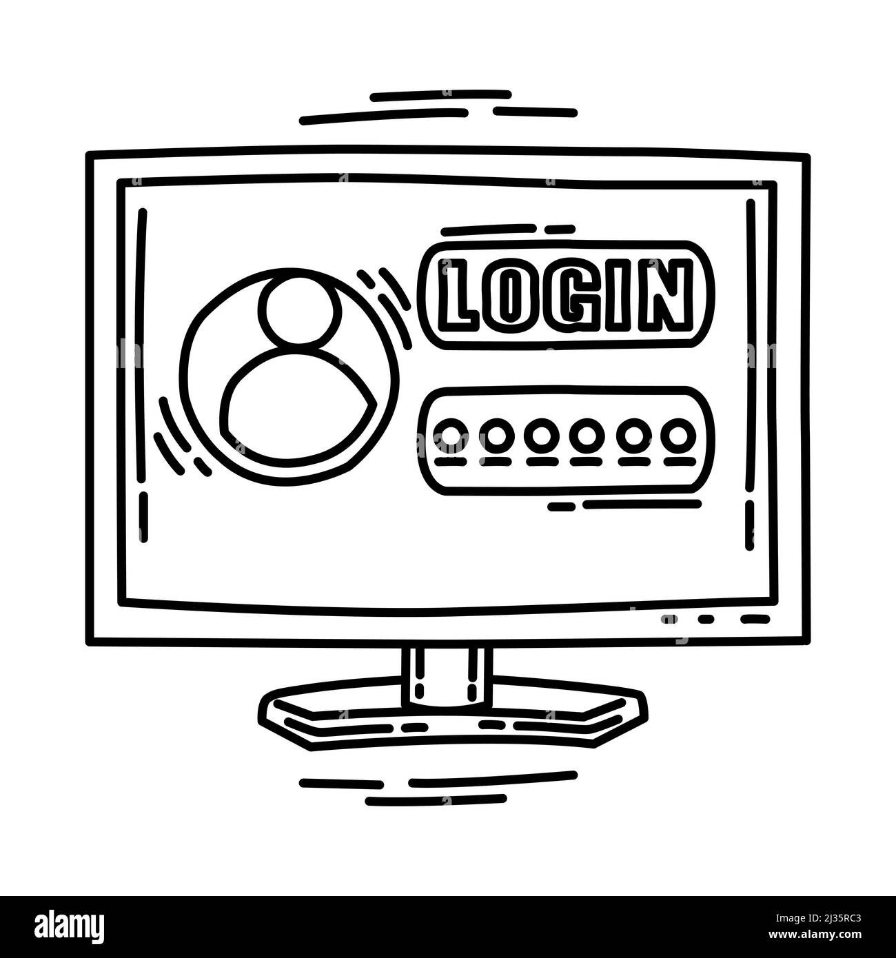 Account Password Teil von Computer und Betriebssystem Handgezeichnetes Icon Set Vector. Stock Vektor