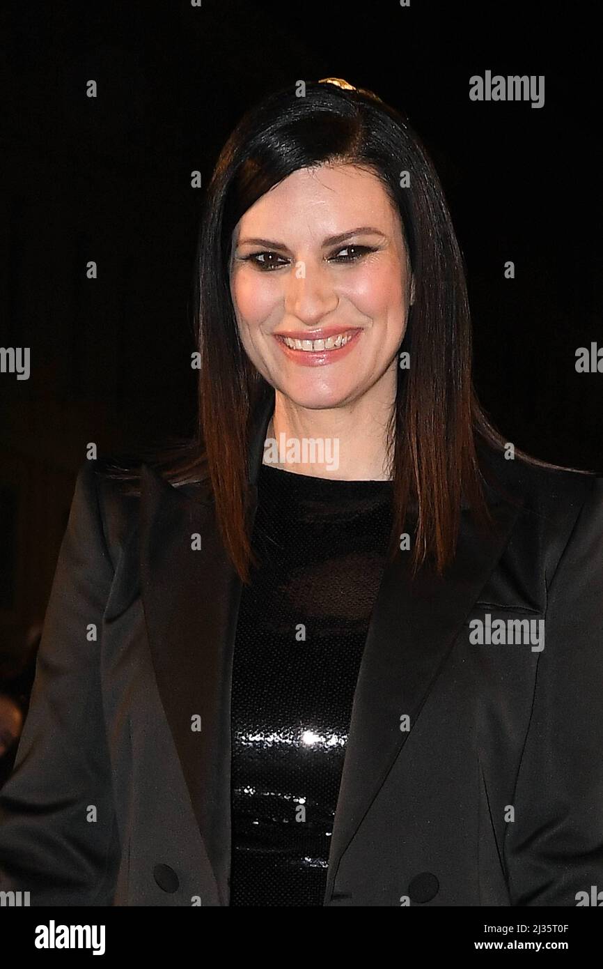 Rom, Italien. 05. April 2022. Rom, Auditorium Conciliazione Premiere des Dokumentarfilms Prime Video von Laura Pausini "Pleasure to Know you", auf dem Foto: Laura Pausini Credit: Independent Photo Agency/Alamy Live News Stockfoto