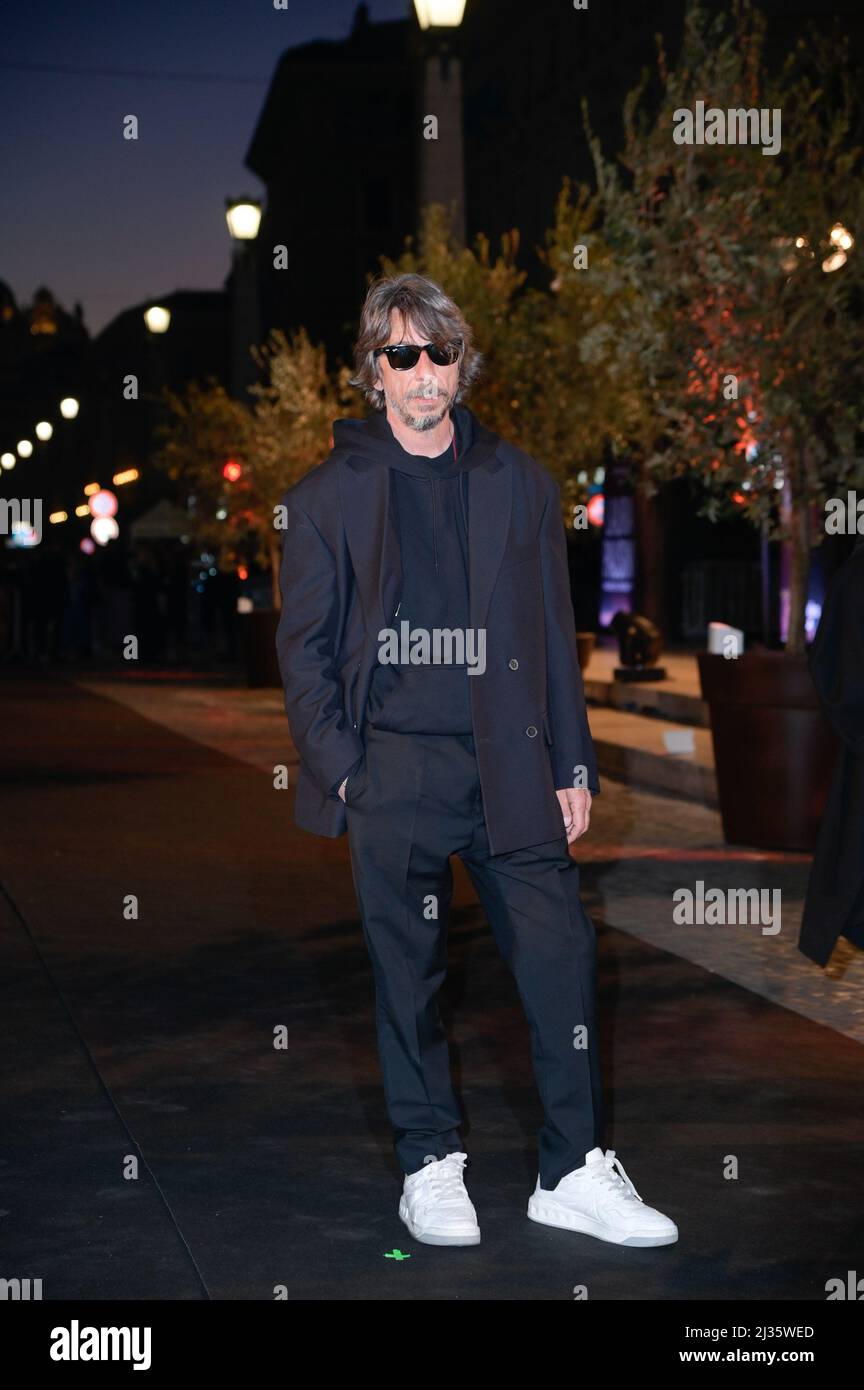 Rom, Italien. 05. April 2022. Pierpaolo Piccioli besucht den schwarzen Teppich von Laura Pausini Piacere di conoscerti Amazon Prime Film im Auditorium della Conciliazione. Kredit: SOPA Images Limited/Alamy Live Nachrichten Stockfoto