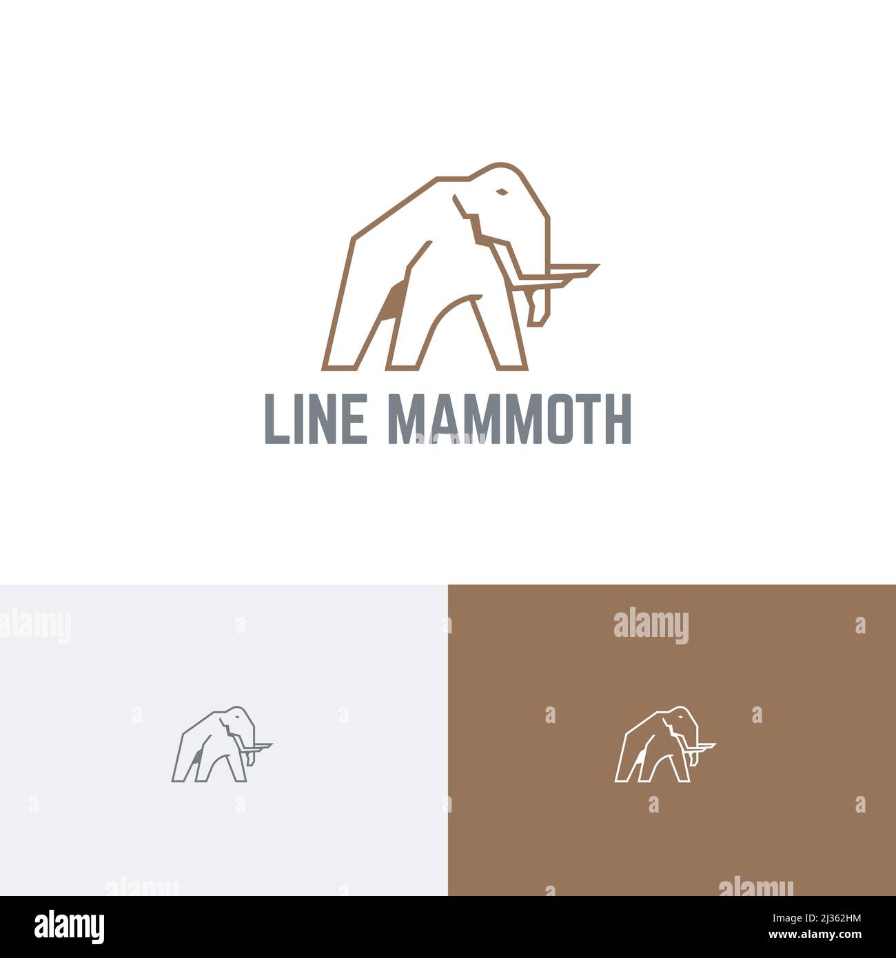 Big Mammoth Elephant Ice Age Ancient Animal Monoline Logo Stock Vektor