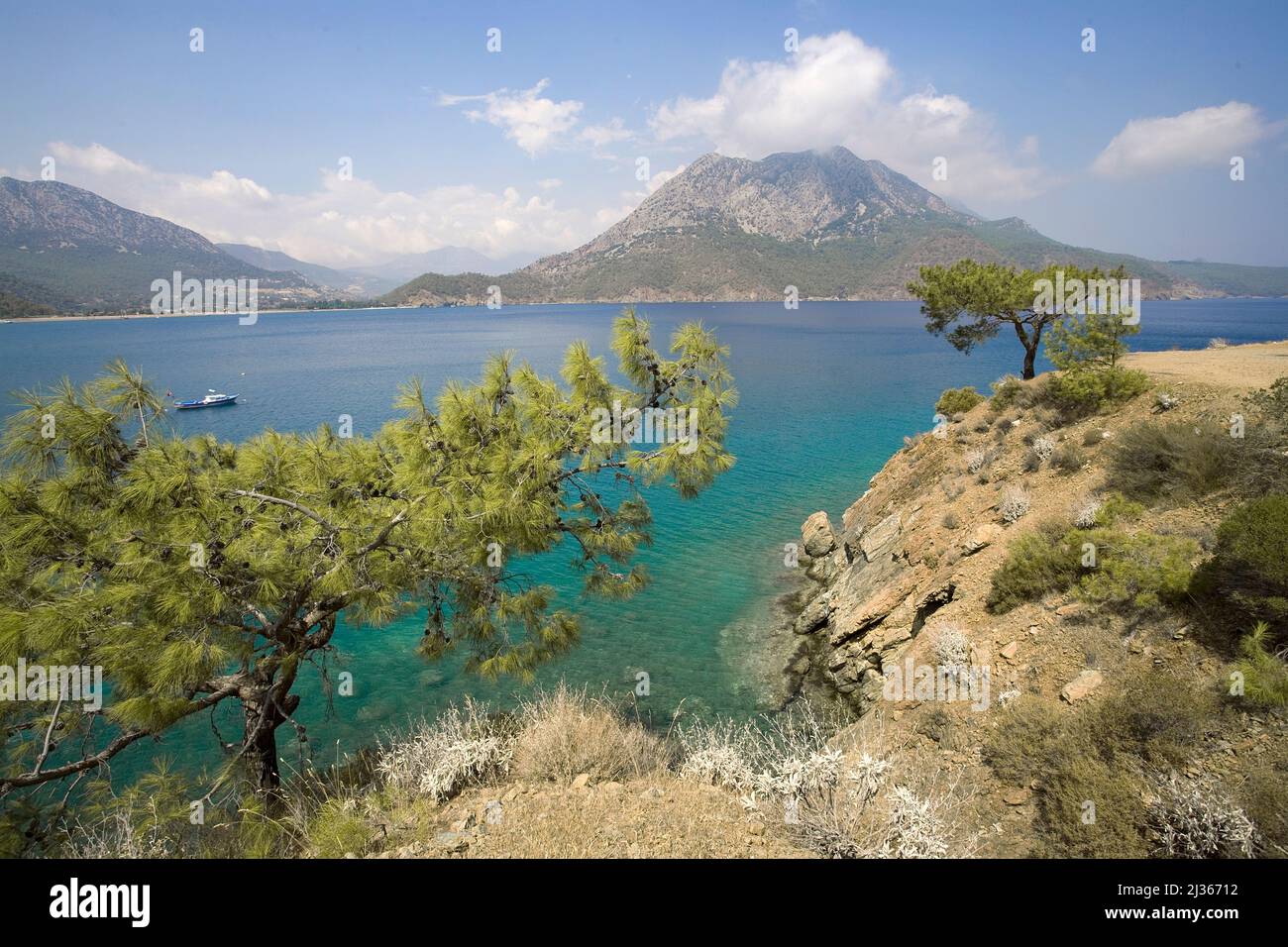 Idyllische Bucht von Adrasan, Lykia, Türkei, Mittelmeer Stockfoto