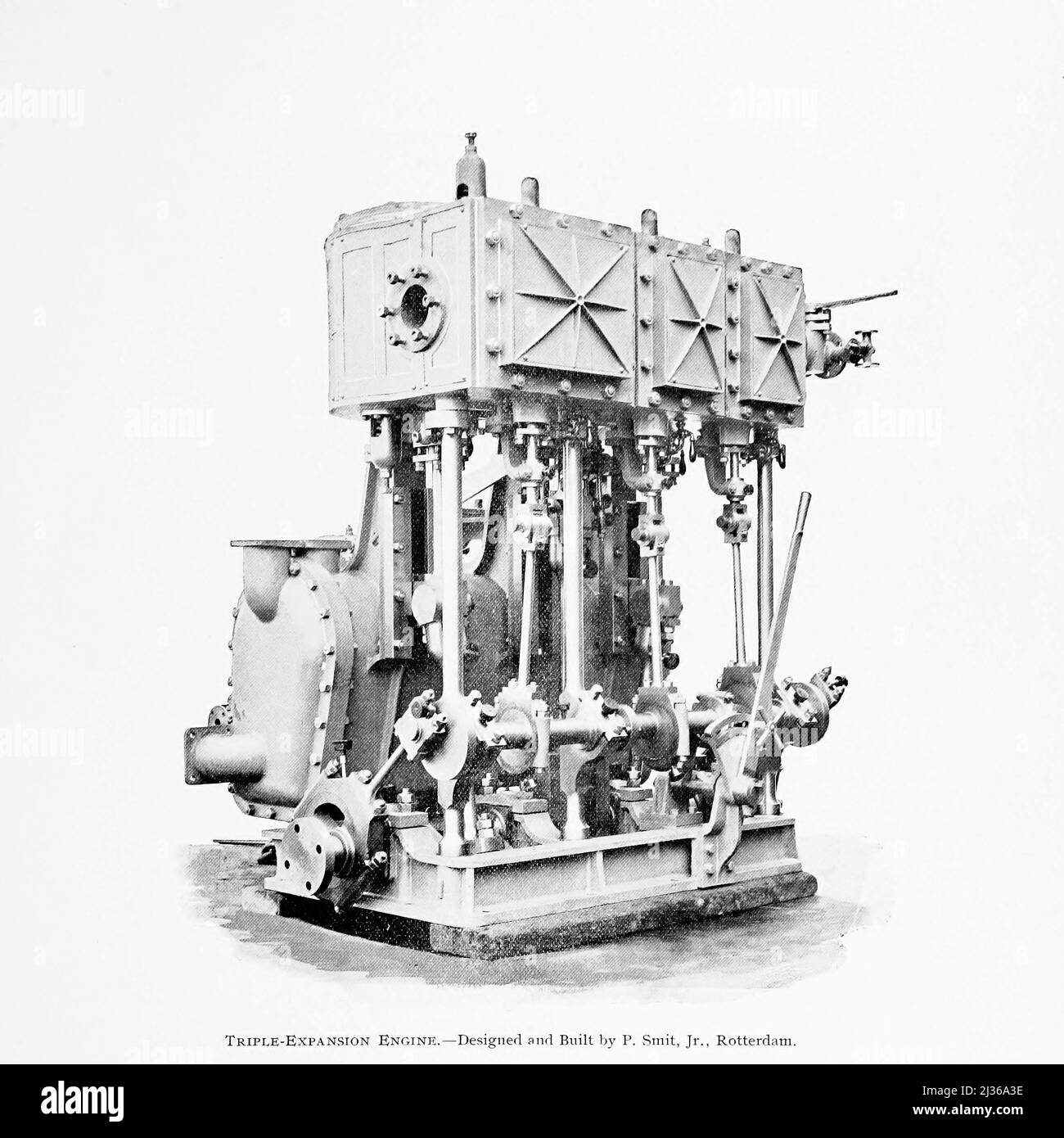 Triple-Expansion Engine entwickelt und gebaut von P. Smit, Jr., Rotterdam aus dem Buch ' Steam vessels and marine Engines ' von G. Foster Howell, Publisher New York : American Shipbuilder 1896 Stockfoto