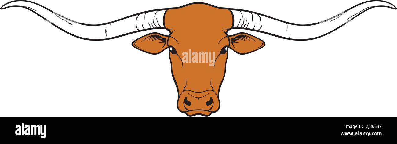Longhorn Head (Texas Design, Bull Icon). Vektorgrafik. Stock Vektor