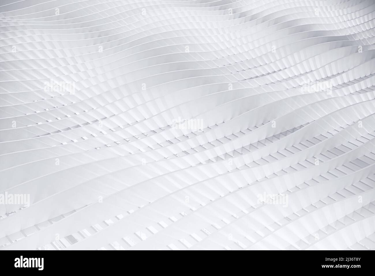 Abstraktes weißes Kurvenmuster mit glattem Verlauf für zukünftigen Hintergrund. Stockfoto
