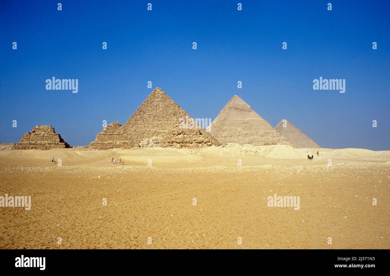 Die Pyramiden von Gizeh, Kairo, Ägypten Stockfoto
