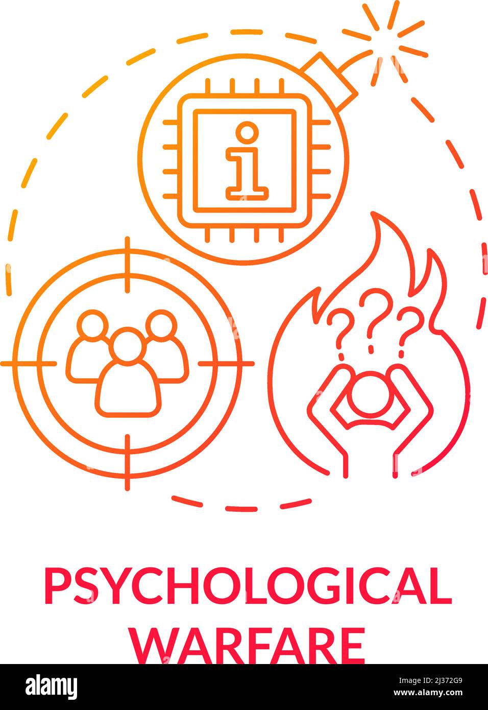 Symbol für psychologisches Kriegswesen mit rotem Gradienten Stock Vektor