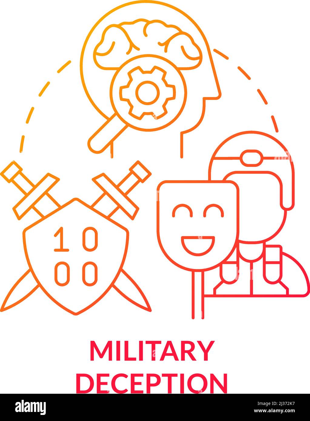 Militärische Täuschung rote Gradienten Konzept-Symbol Stock Vektor
