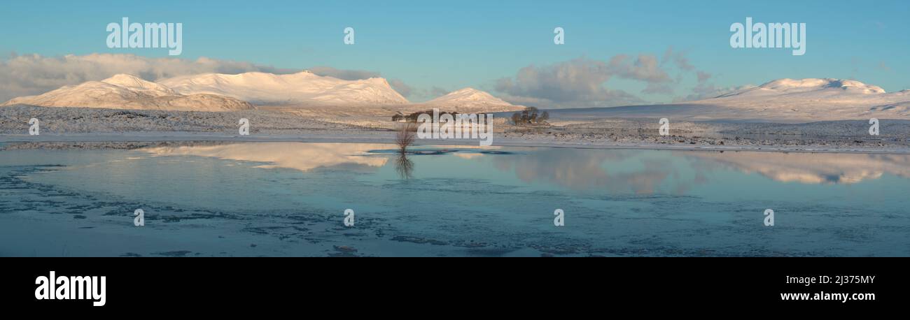 Panorama von Loch Syre und Sutherland Mountains, Highland Scotland Stockfoto