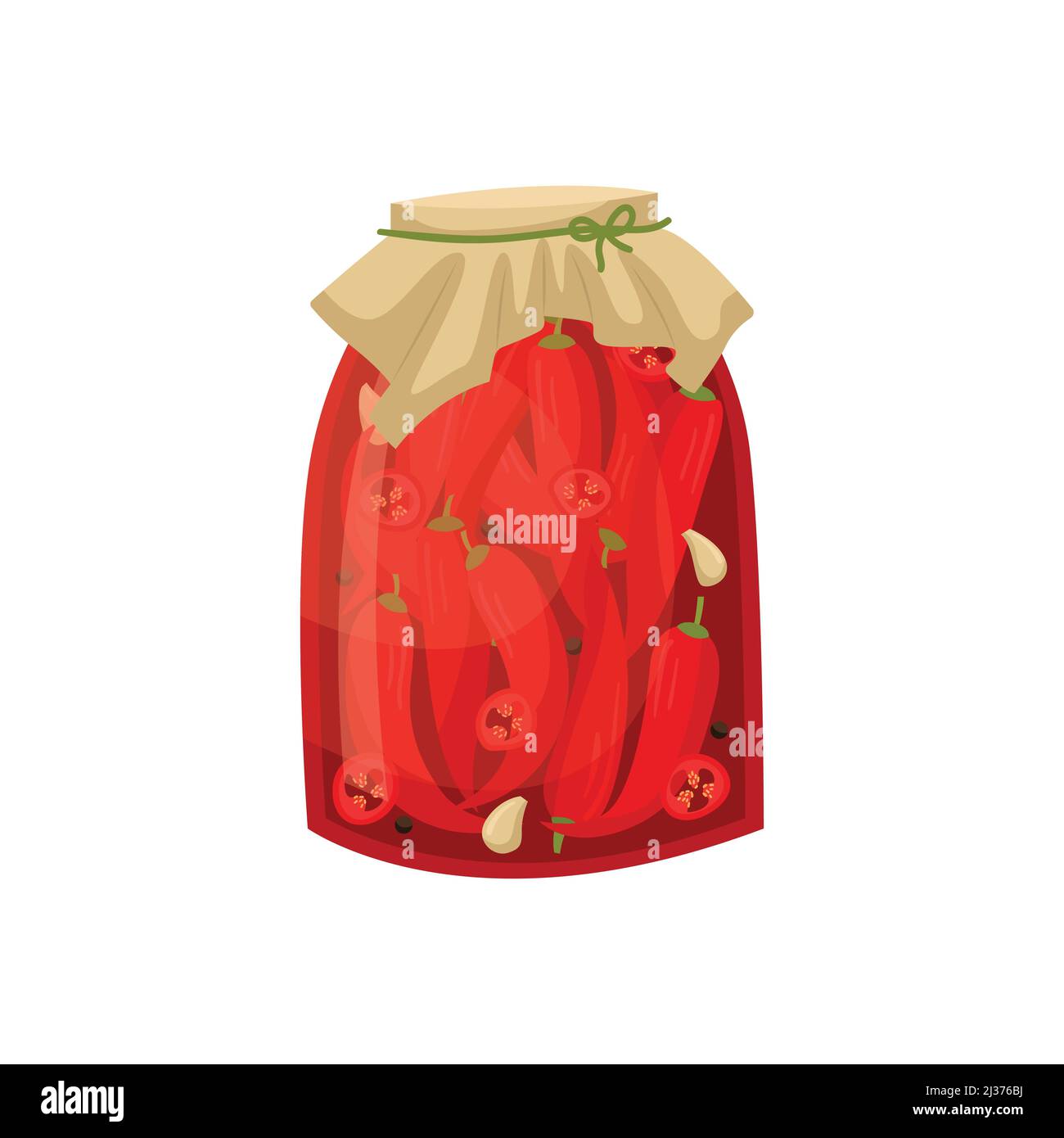 Vektor-Illustration eines Krug mit eingelegten Chilischoten. Vorbereitungen für den Winter. Stock Vektor