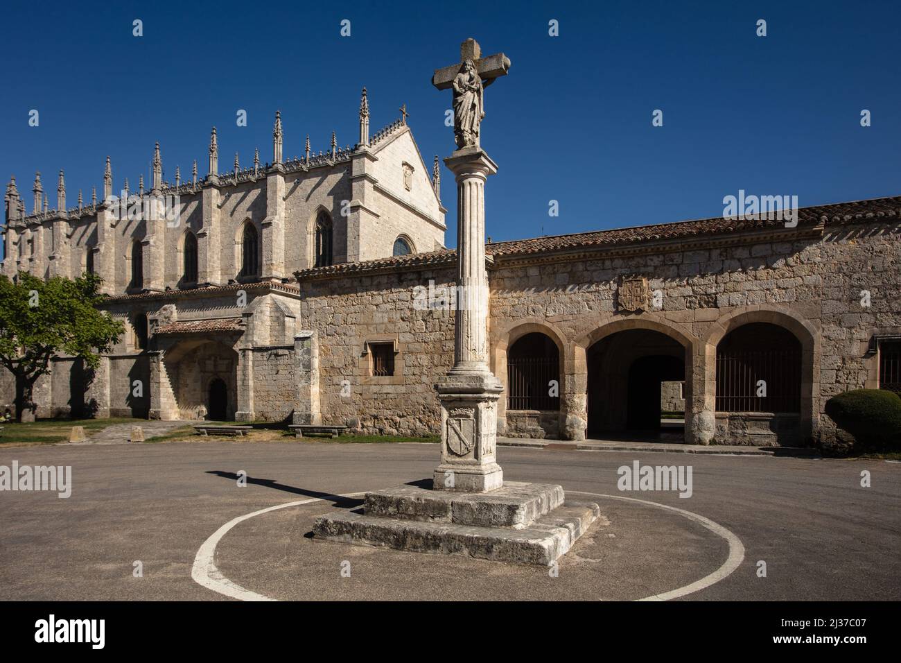 Die Kartause Miraflores ist ein gotisches Kloster, das von Kartäusern in Burgos bewohnt wird. Spanien. Stockfoto