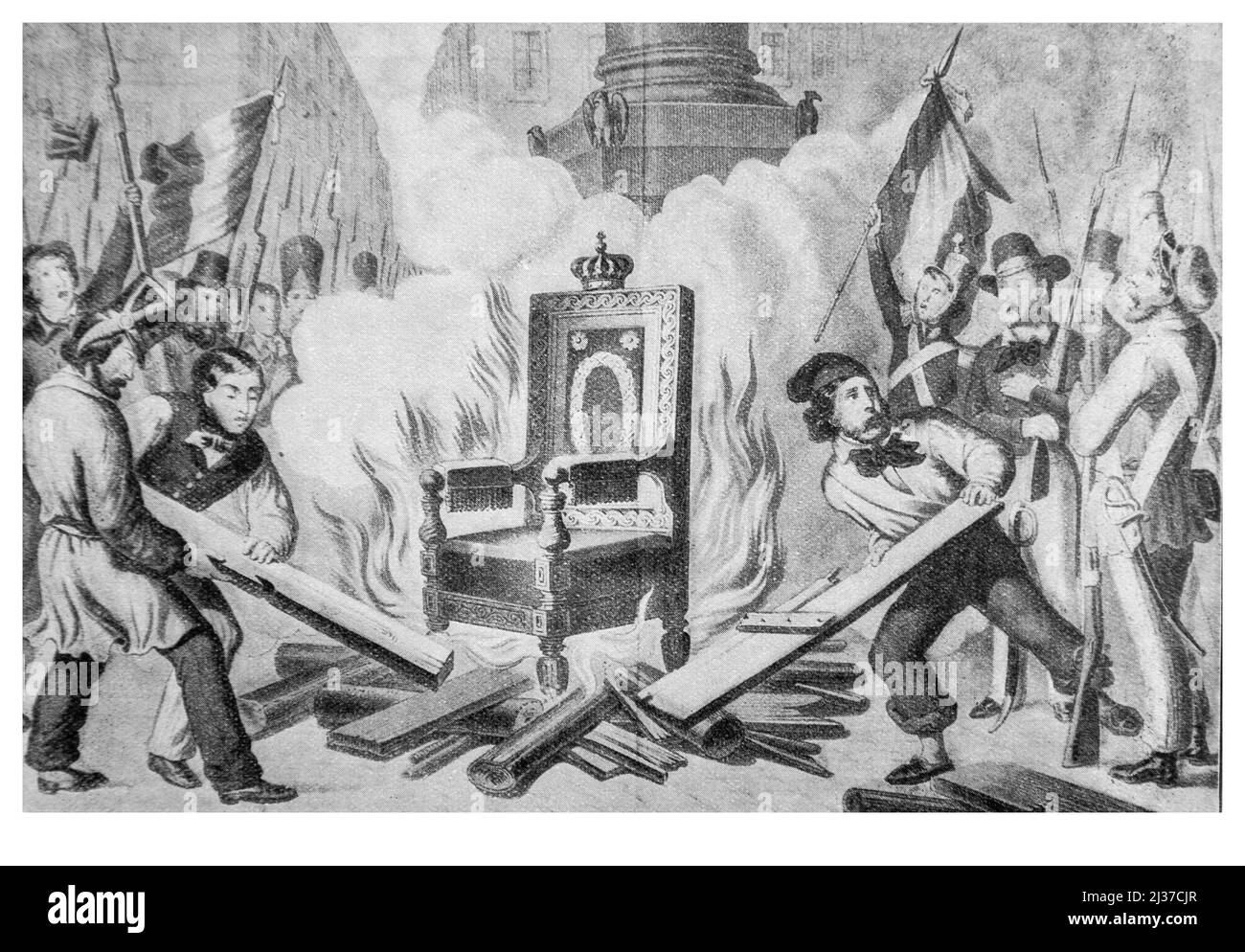 '''Le Trone Brulé'' (populäre Bilder gegen Lizenzgebühren, nach dem 21. Februar 1848) Frankreich Stockfoto