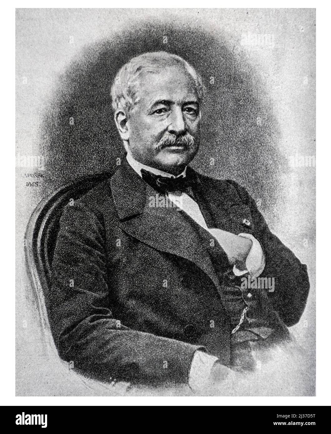 Ferdinand de Lesseps..Ferdinand Marie, vicomte de Lesseps ( 19. November 1805 â €" 7. Dezember 1894) war ein französischer Diplomat und später Entwickler der Stockfoto