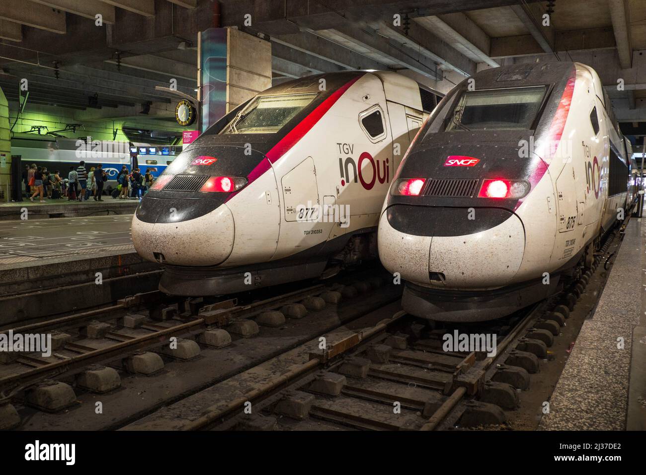 France- Paris-''TGV'' Hochgeschwindigkeitszüge am Gare Montparnasse. Stockfoto