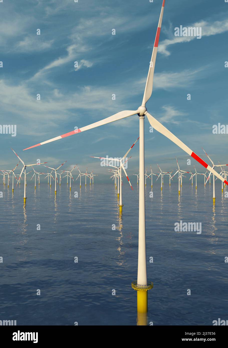 Windenergie - Offshore-Windpark Stockfoto
